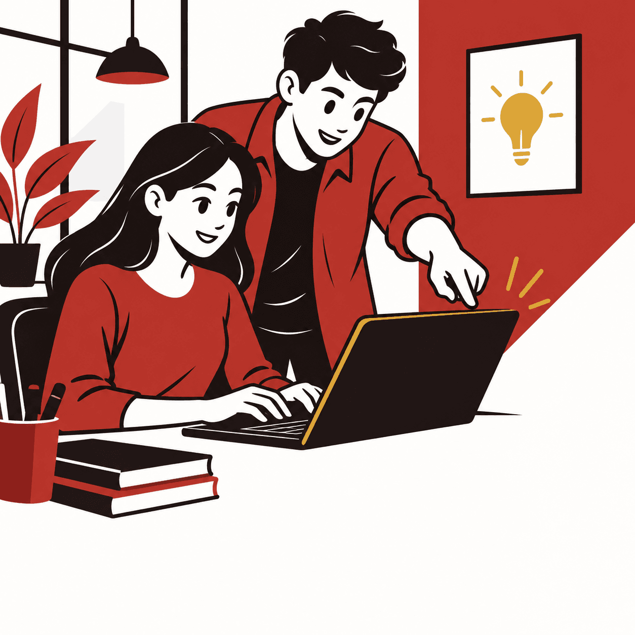 Two students working together at a computer workstation during a hands-on lab session