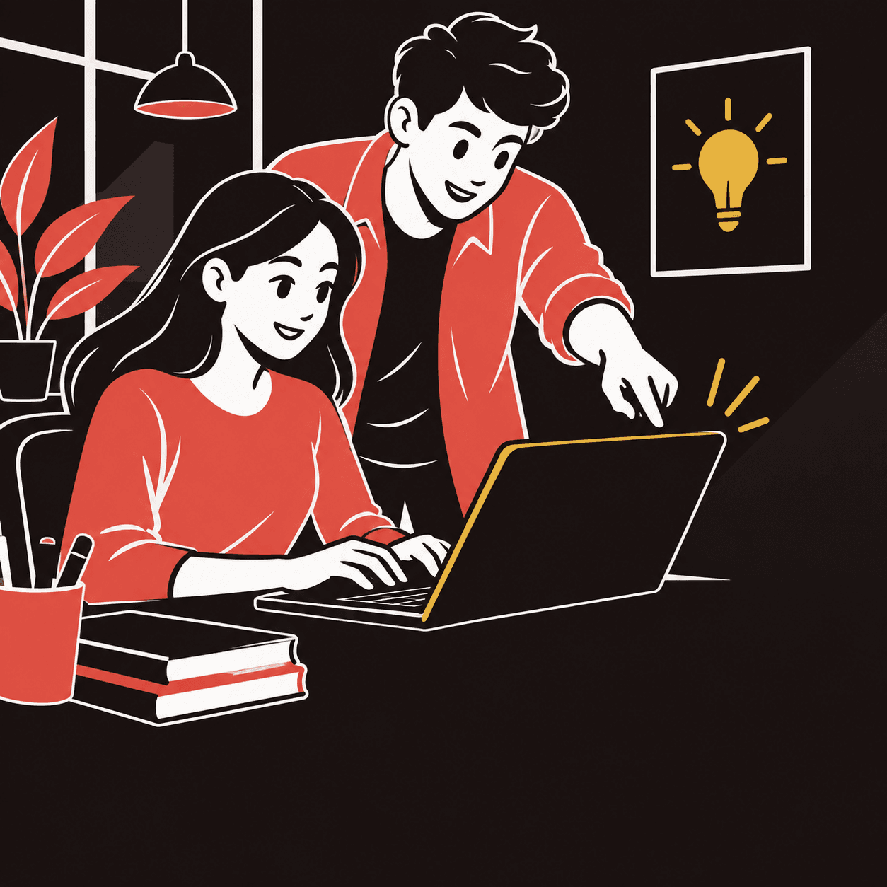 Two students working together at a computer workstation during a hands-on lab session